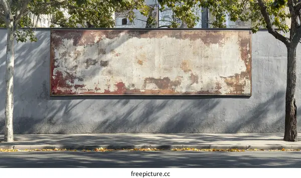 Rustic Blank Billboard on Grey Wall Exterior