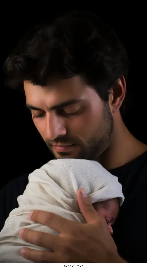 Father and newborn baby boy