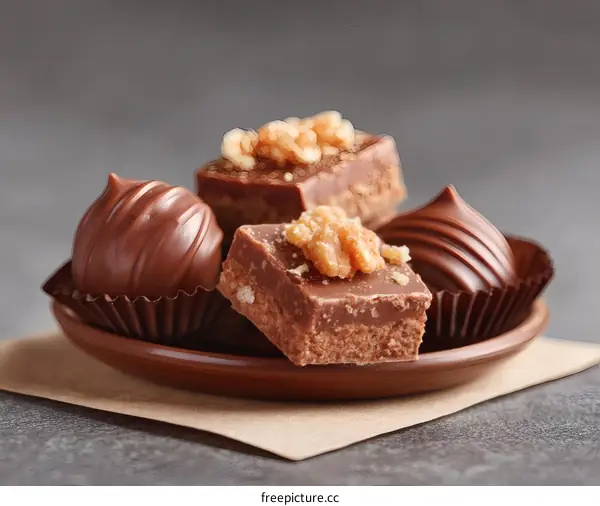 Delicious Chocolate Candies Arrangement on Plate