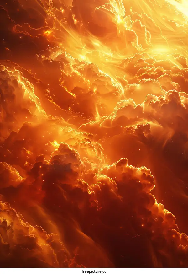 Vibrant Heavenly Nebula in Orange and Yellow Hues