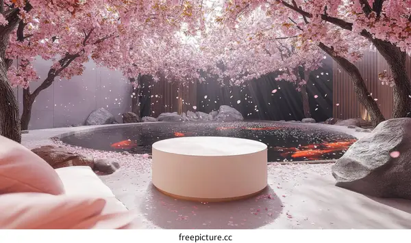 Pink Cherry Blossom Garden Display