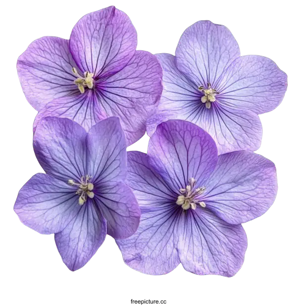[Transparent Background PNG]Closeup of Four Lavender Flowers on a White Background