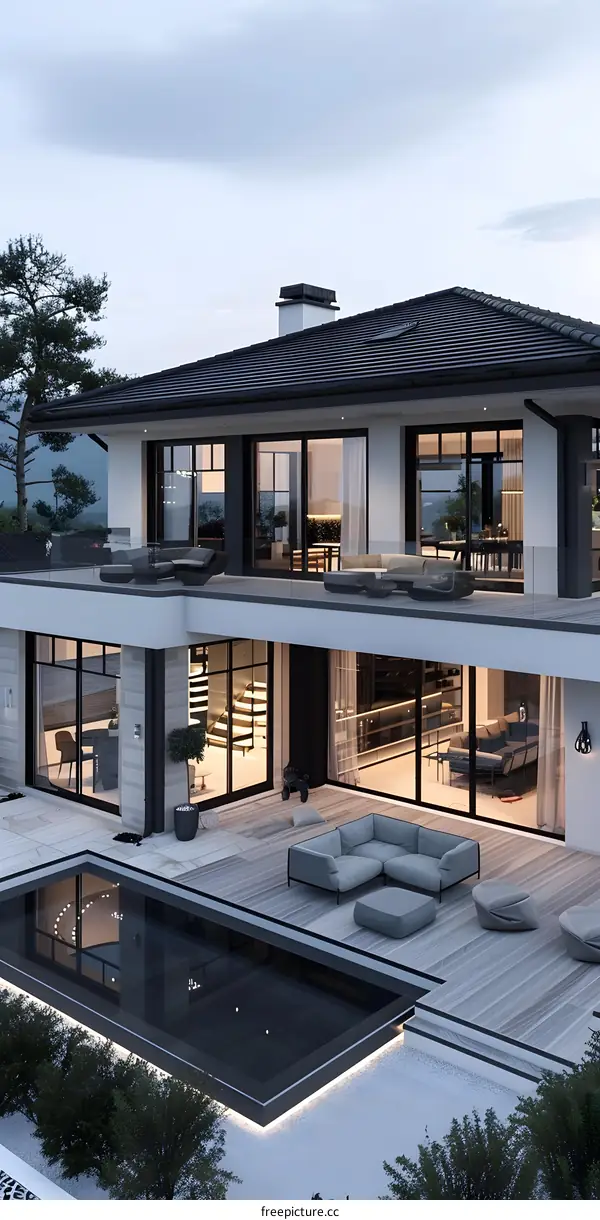 Modern luxury house with pool and terrace