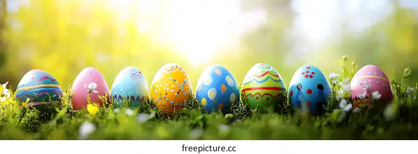 Colorful Easter Eggs in a Spring Garden