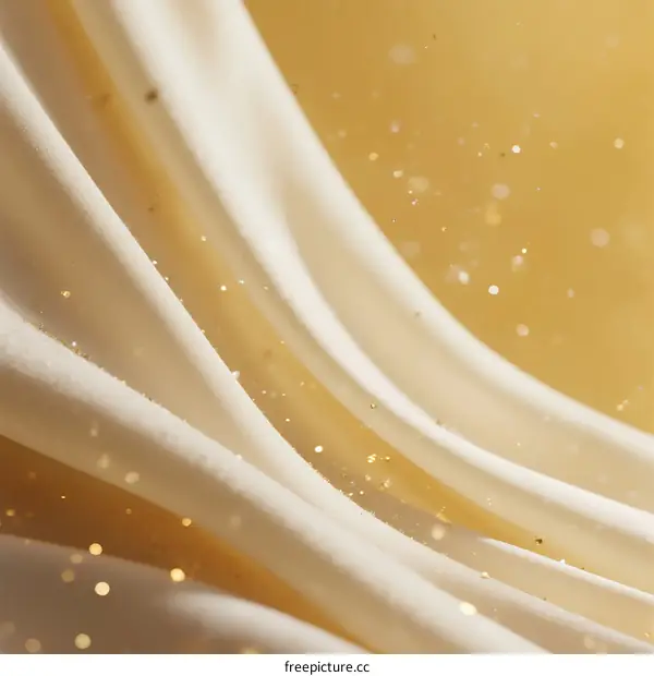 Elegant Soft White Fabric with Golden Glitter Background