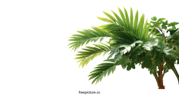 [Transparent Background PNG]Tropical Palm Leaves Background Illustration