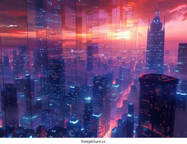 Futuristic City Skyline at Dusk