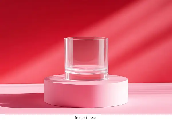 Empty Glass Cylinder on Pink Display