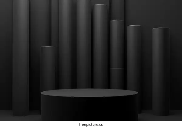 Dark Minimalist Product Display with Cylinders
