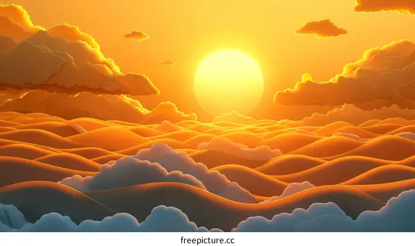 Golden Sunset over Expansive Cloudscape