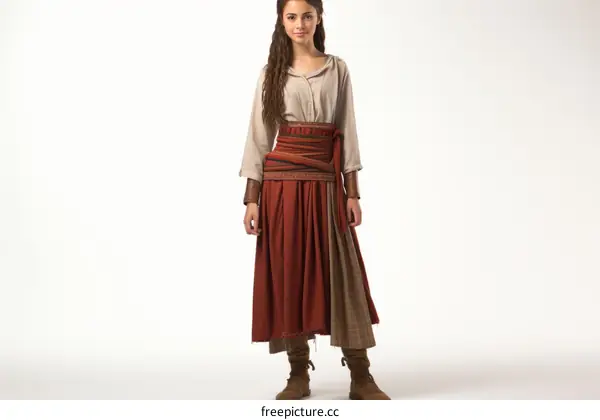 A young woman wearing a brown skirt and a white blouse