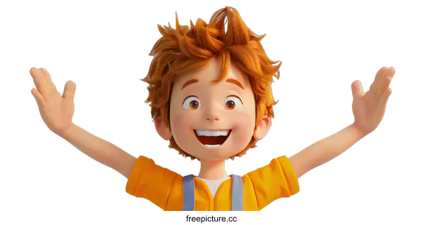 [Transparent Background PNG]Happy Cartoon Boy With Open Arms