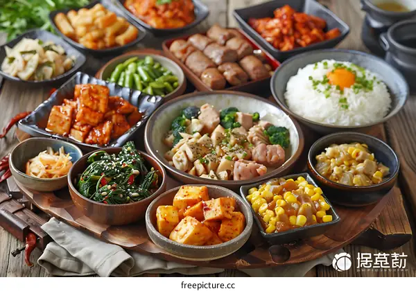 A table full of delicious Korean food