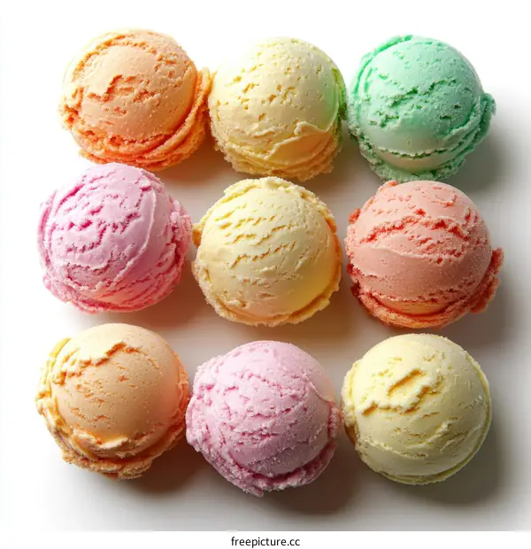 Assorted Colorful Ice Cream Scoops