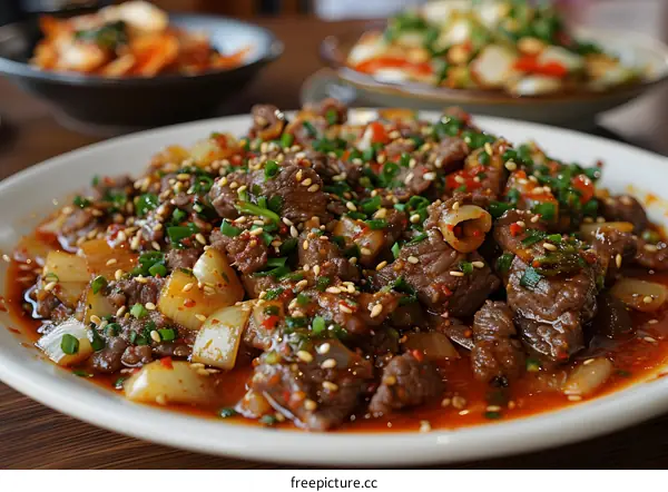 A plate of delicious Korean food