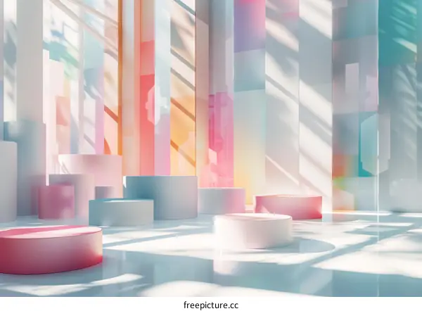 Pastel 3D Room with Podiums for Display