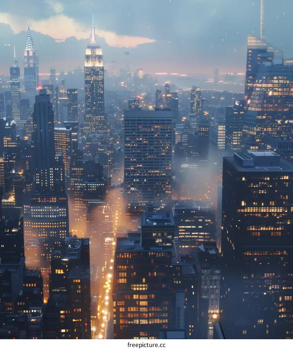 Night Metropolis Skyline  Cityscape Illustration