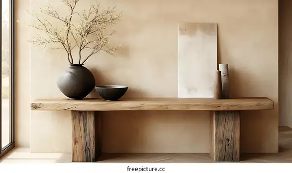 Rustic Wooden Console Table Interior Design