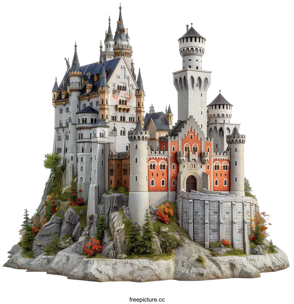 [Transparent Background PNG]Majestic Castle on a Hill