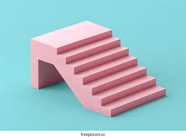 Pink Minimalist Staircase on Turquoise