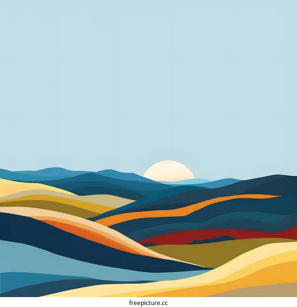 Abstract Mountain Landscape Illustration