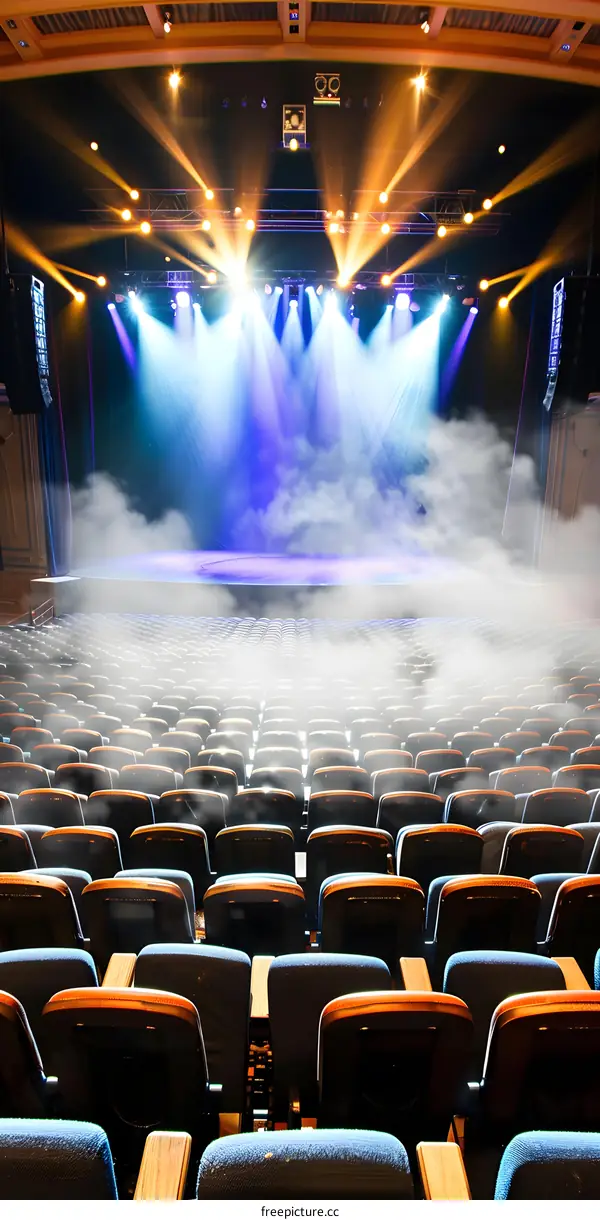 Empty Stage with Spotlight and Fog Machine