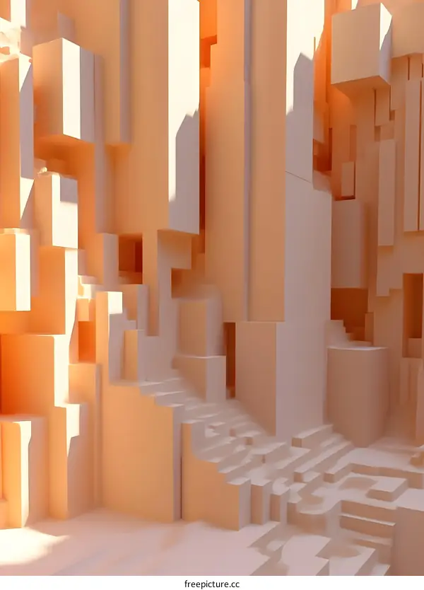 Abstract 3D Geometric Shapes Cityscape Background