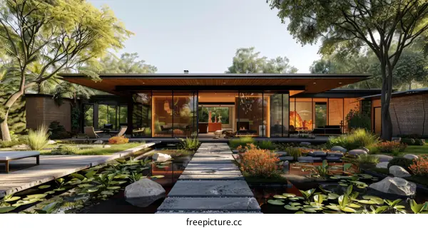 Japanese Inspired Courtyard House Immersed in Nature