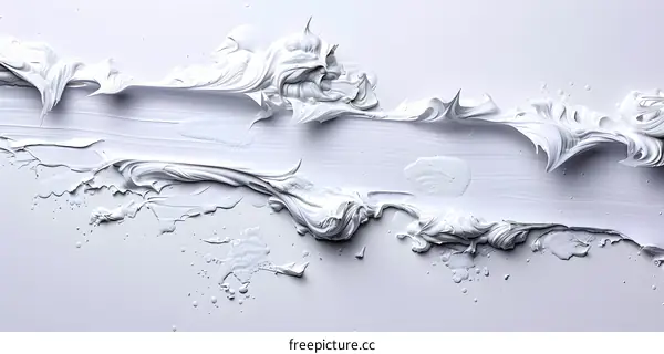 Abstract White Paint Strokes On Canvas