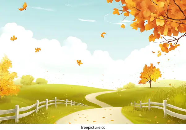 Autumn Landscape With Winding Path