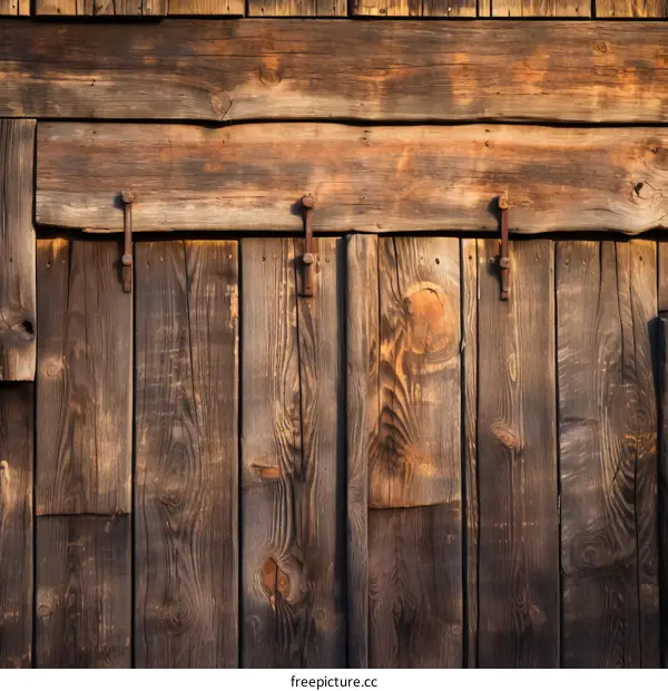 Weathered Barn Wall with Rusty Hinges