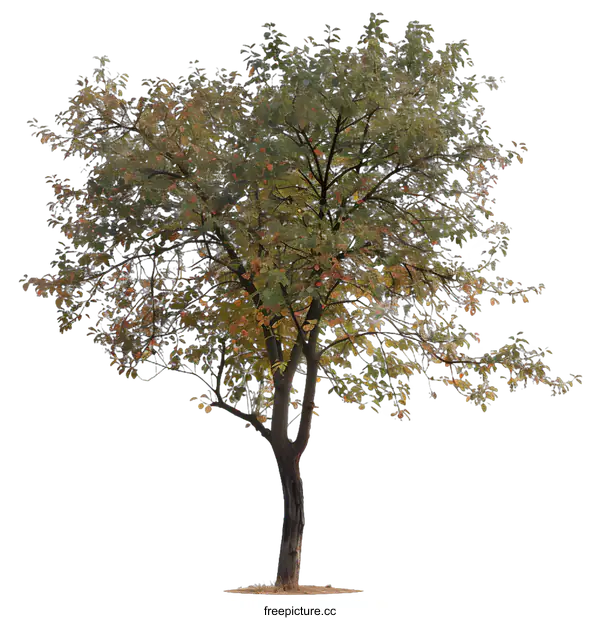 [Transparent Background PNG]Isolated Tree With Green And Yellow Leaves On A White Background
