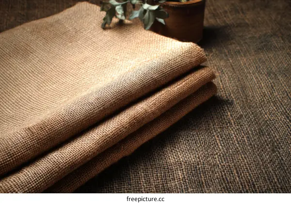 Stacked Burlap Fabric Close-Up
