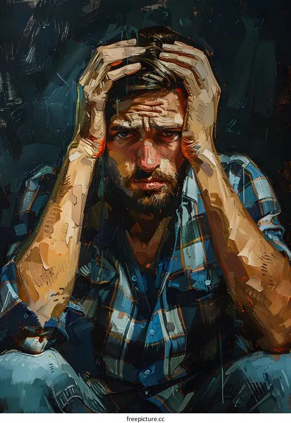 Portrait of a man with hands on head