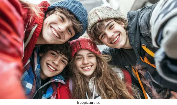 Four Teenagers Posing Cheerfully