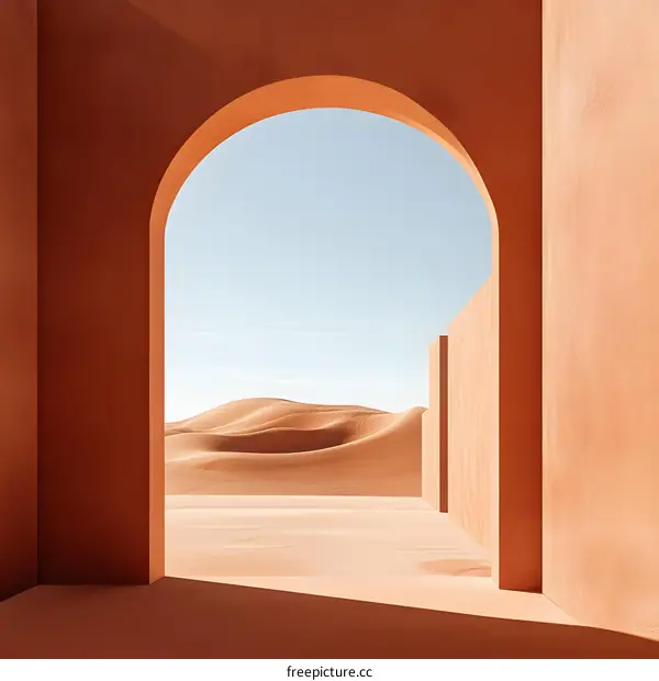 Archway View of Desert Landscape with Sand Dunes