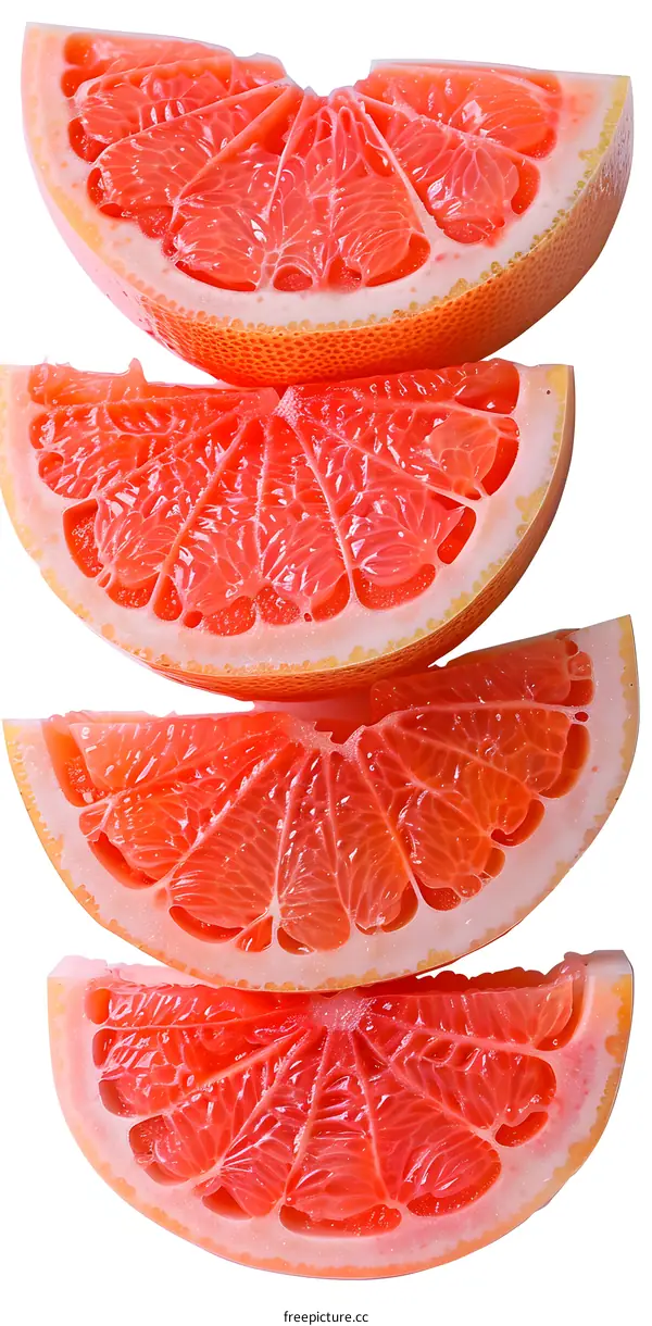 Fresh Grapefruit Slices On White Background