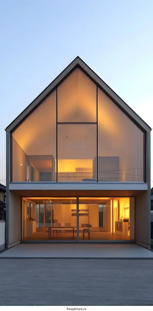 Modern House with Large Glass Windows and Minimalist Design