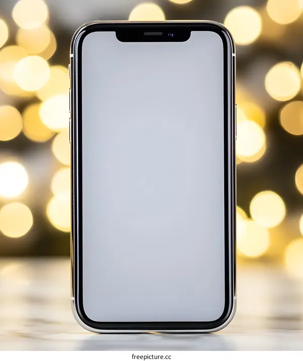 Smartphone Screen Mockup with Blurred Lights Background