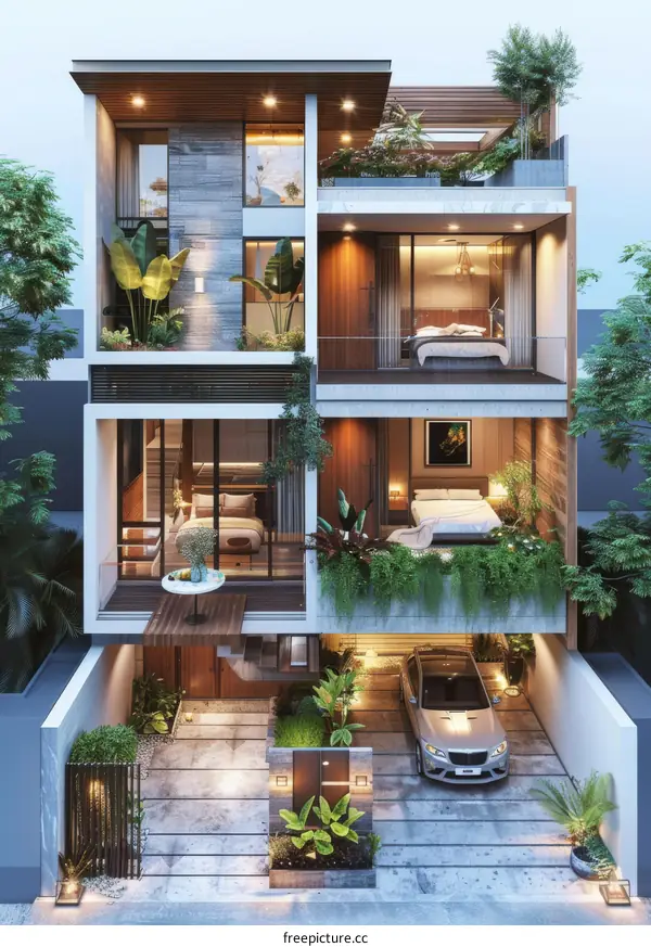 Modern Multi-Story House Exterior Design