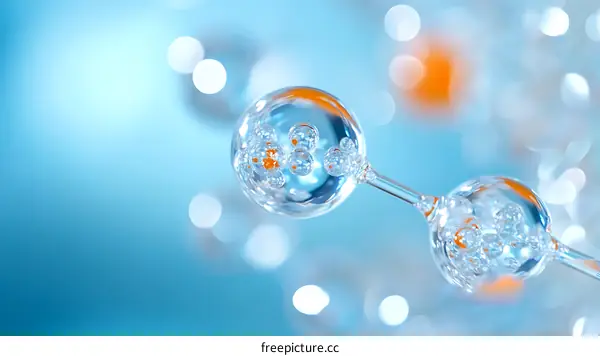 Abstract Molecules in a Light Blue Background