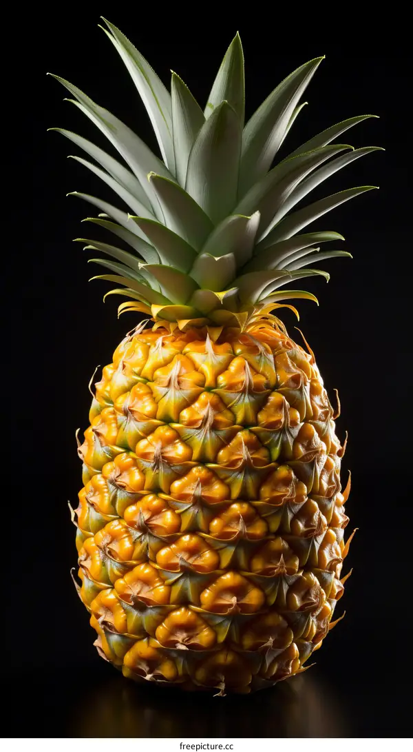 Close-up of a Pineapple with Vibrant Texture and Color