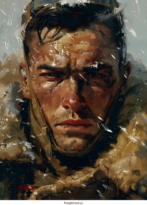 Close Up Portrait of a Man in the Snow