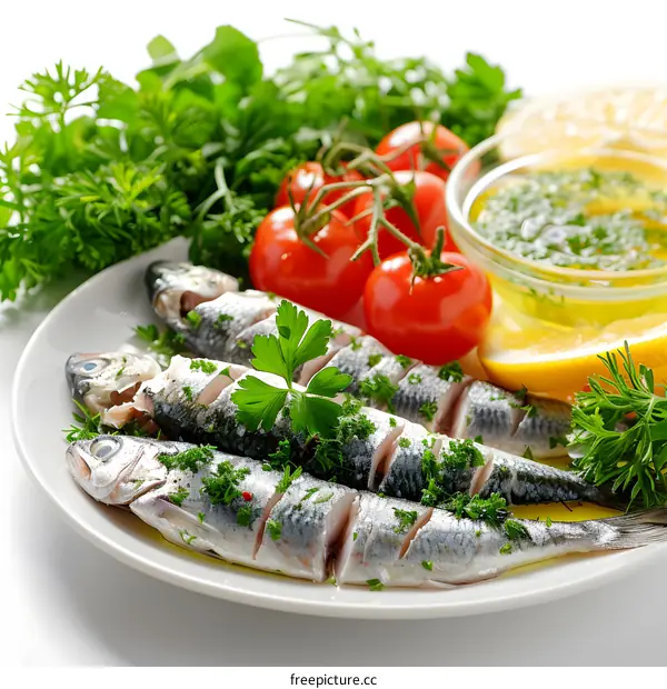Fresh sardines with lemon and herbs