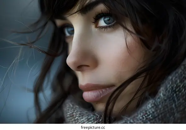 portrait of a beautiful woman with blue eyes