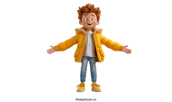 [Transparent Background PNG]Cartoon Boy with Open Arms