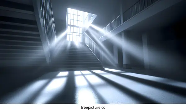 Stairway to Heaven with Light Rays Shining Through Window