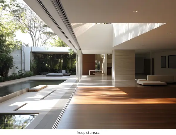 Modern House with Glass Walls and Swimming Pool