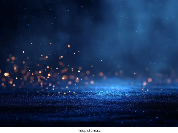 Abstract Dark Blue Background with Sparkling Particles