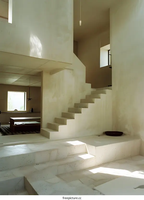 Modern Minimalist Concrete Stairs and Interior Design